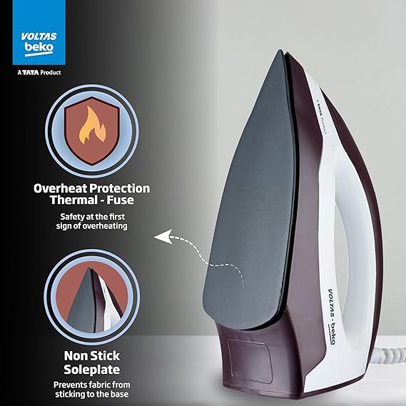 Voltas Beko Plastic, A Tata Product 1000 Watts Dry Iron