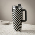 Stainless Steel Striped 1200 ml Tumbler With Steel Straw