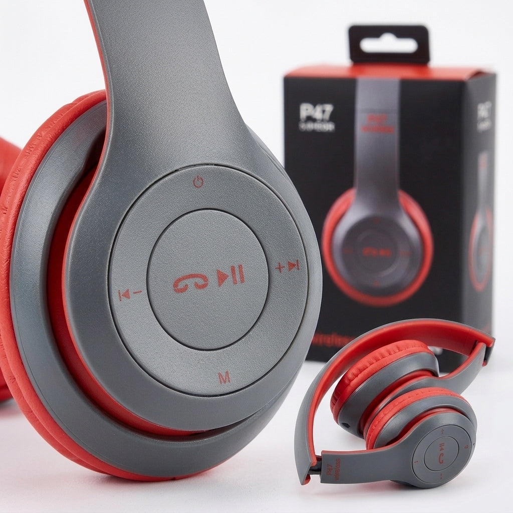 P47 Wireless Headphones budget-friendly, over-ear Bluetooth headphones designed for daily casual listening, sports, and travel.